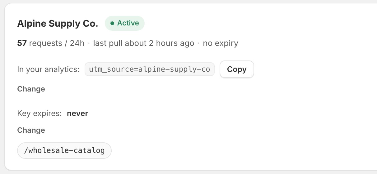 A partner with their own key, analytics tag and feed