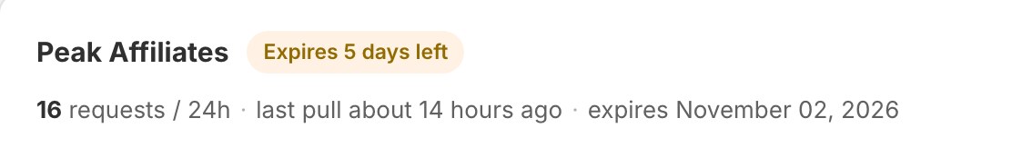 A partner key that expires in 5 days